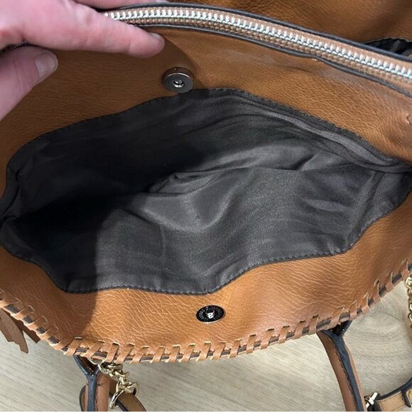 Franco Sarto Tan Brown Faux Leather Large Hobo Satchel Bag Purse - Picture 6 of 10